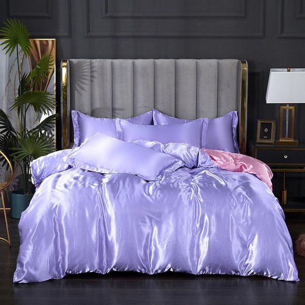 

bedding sets color matching duvet cover set 3/4 pieces bedclothes include bedsheet pillowcase comforter luxtury purple and pink oceania