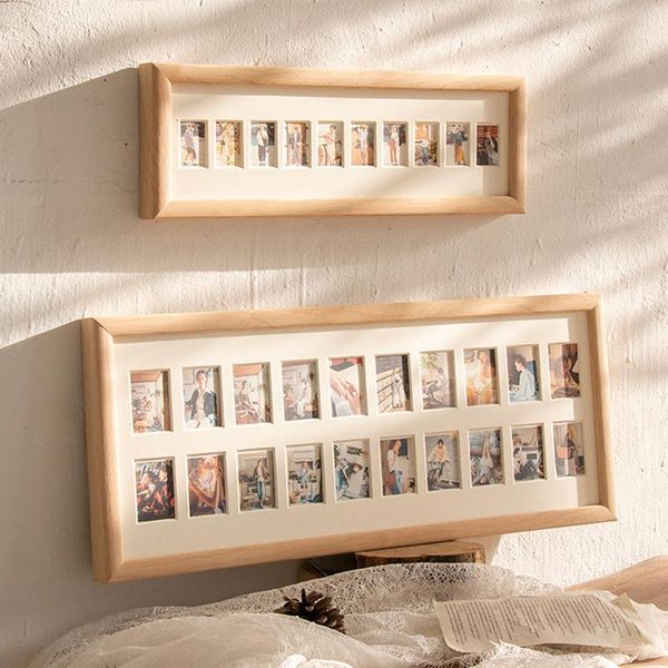 

frames 20 hole large wood po frame for baby children couples commemorative wall hanging table stand 2 way