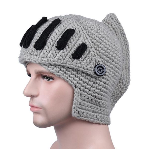 

men knight knit beard hats handmade woolen yarn knitwear windproof headgear hat