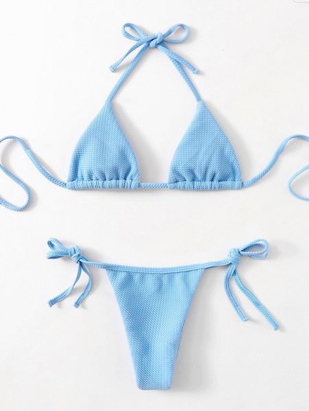 

textured triangle thong bikini swimsuit m7dj#, White;black