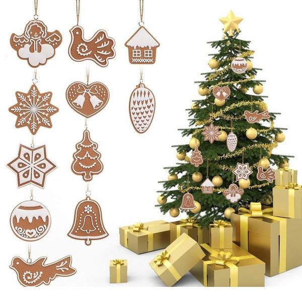 

ginger clay christmas hanging ornaments pendant keyring keychain charms tags craft gifts xmas tree dec jllxmf, Slivery;golden