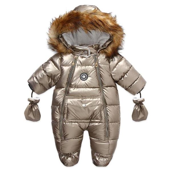 

down coat miayii 6-24m winter baby boy girl clothes waterproof glossy snow wear warm cotton jumpsuit long sleeve hooded romper a769, Blue;gray