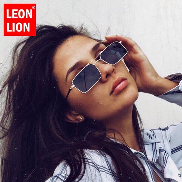 

leonlion small square sunglasses women 2021 eyewear women/men metal glasses gafas de sol mujer, White;black