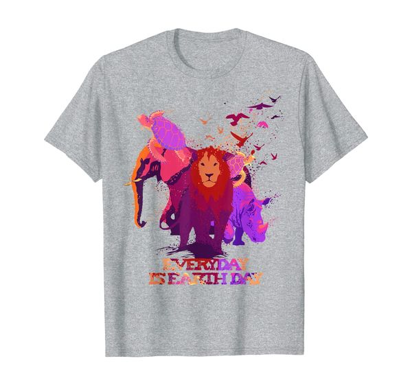 

earth day every day love elephant turtles lion rhino birds t-shirt, White;black