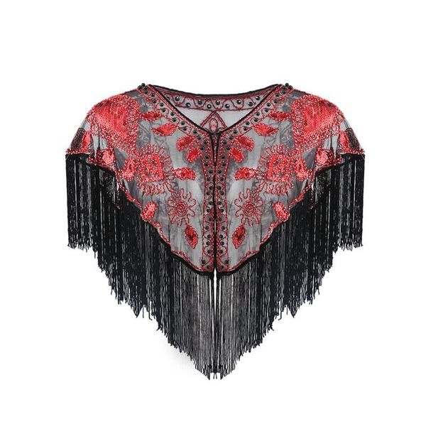 

women vintage shawl shiny sequins decoration fashion tassels decoration elegant wedding dress accessori jllyoe