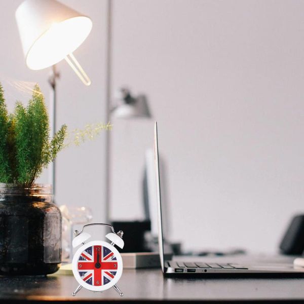 

other clocks & accessories 1pc union flag pattern clock deskalarm bedside wake-up device mini time displayer for home dorm white