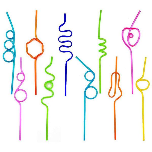 

crazy loop straws, (pack of 50) crazy silly colorful reusable drinking straws mega pack bpa and pfoa free