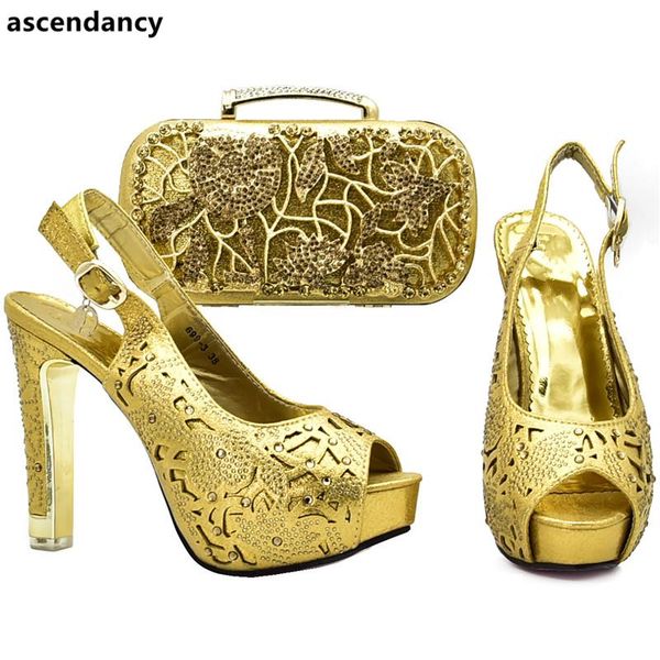 

dress shoes arrival summer high heeled for women nigerian wedding and bag set decorated with rhinestone party pumps, Black