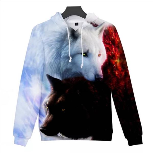 

men's hoodies & sweatshirts personality 3d print wolf hoody spring autumn fashion streetwear clothes hip hop head sweatshirt oversized, Black