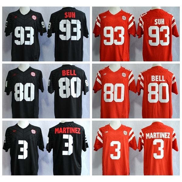 

ncaa college football nebraska cornhuskers jerseys 3 taylor martinez 80 kenny bell 93 ndamukong suh red black wihte for sport fans