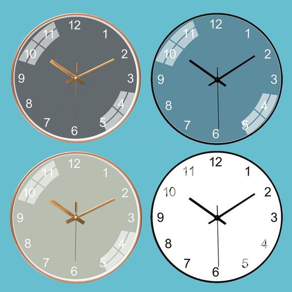 

[10 12 inches ] simple wall clock modern design quartz silent glass watch home living room bedroom decor