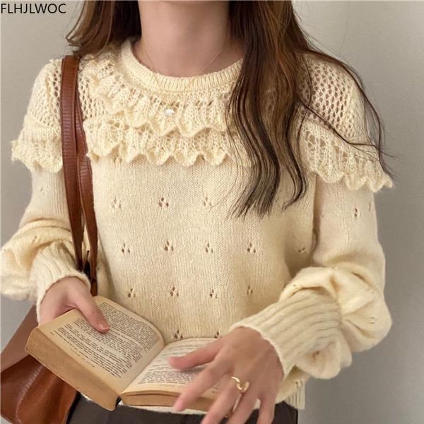 

women's sweaters all match s autumn winter womens long sleeve casual loose solid hollow out cute knitted pullovers 92527, White;black