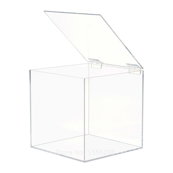 Clear Acryl Cube Cubo Favor Caixa de Plexiglass Armazenamento de Plástico Partido de Casamento Presente Organizador Organizador Home Office Uso 210315