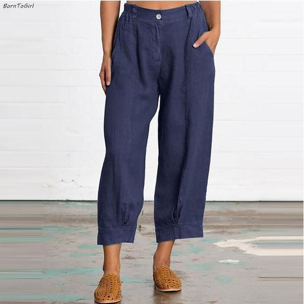 

women's pants & capris borntogirl casual loose cotton linen for women gray army green navy blue red khaki, Black;white