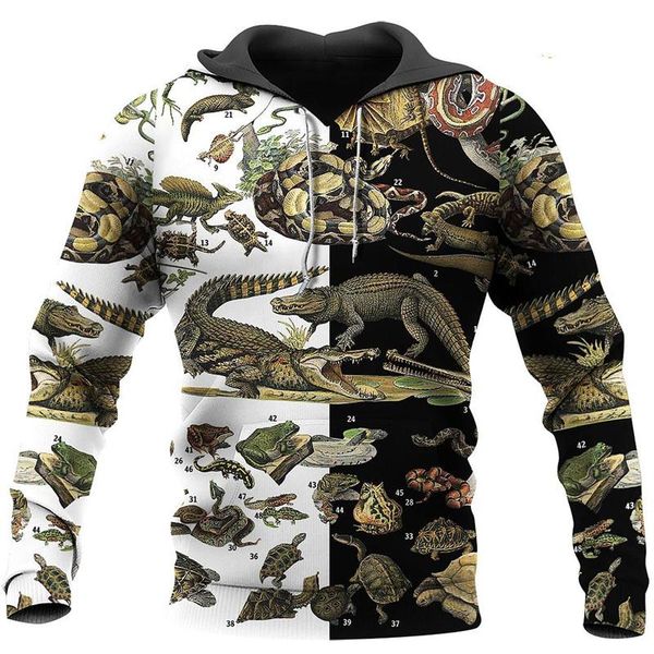 

men's hoodies & sweatshirts fashion beautiful reptile 3d printing shirt zipper hoodie, Black