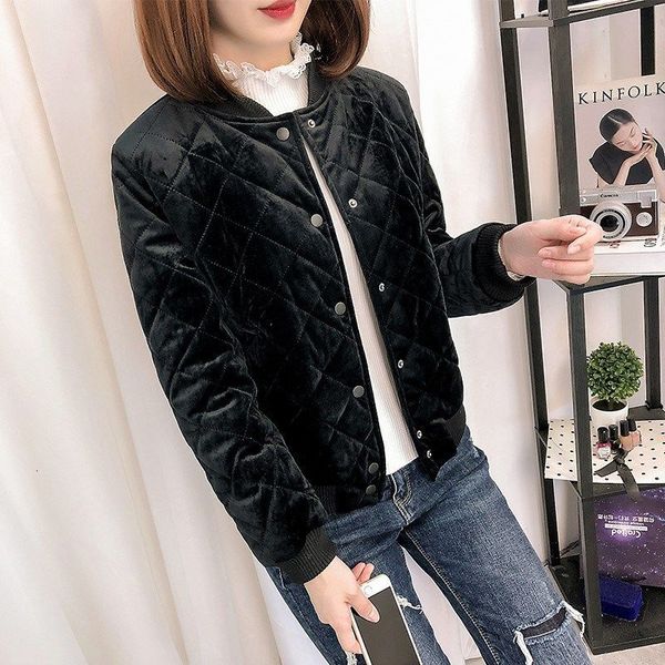 

2021 new winter women o neck long sleeve button casual warm coats solid slim baseball uniform jackets female autumn outerwear ltp0, Black