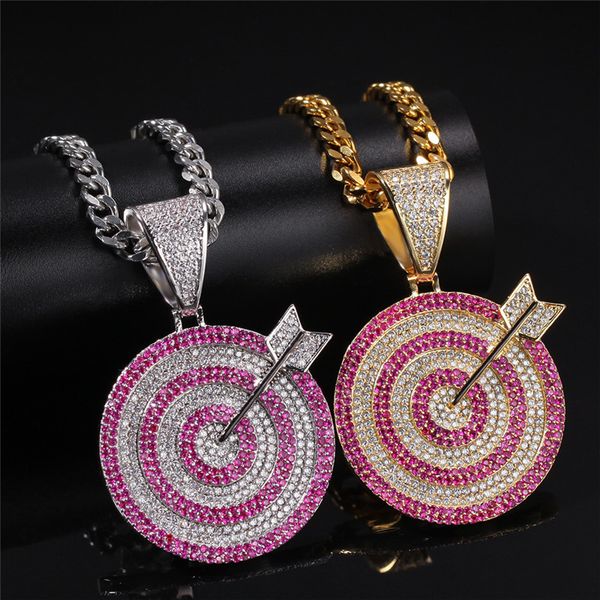 

hip hop iced out darts pendants for men women gift bling aaa micro pave zircon necklace fashion rapper jewelry, Silver