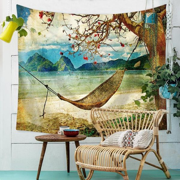 

tapestries vintage seascape coconut tree tapestry blanket wall hanging beach towel couches love home decoration bedspreads large woven