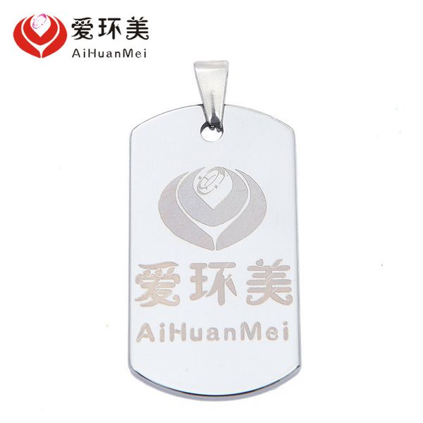 

accsori: steel military hip hop necklace, men's and women's tungsten gold pendant, laser lettering dog tag, White