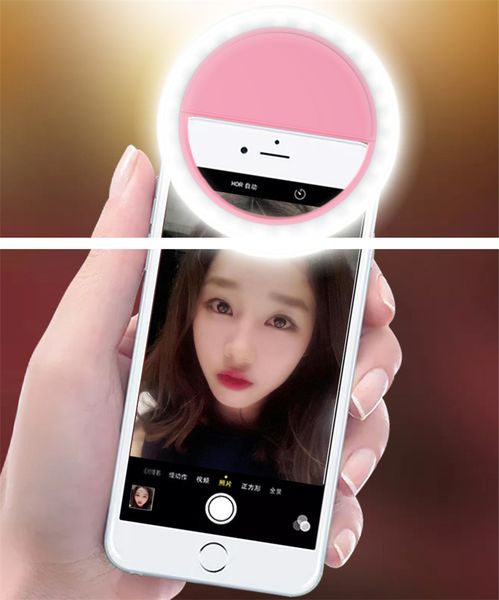 

mobile phone led beauty selfie flash round lamp, female anchor live fill light with 3 grade adjustable light for iphone/samsung galaxy phone