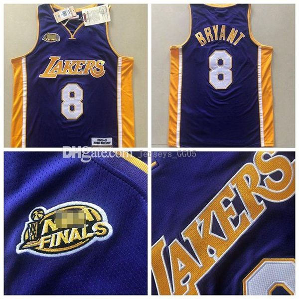 

los men angeles lakers kobe 8 bryant abc violet jerseys basketball jersey mitchell & ness 2000-01 final champion, Black;red