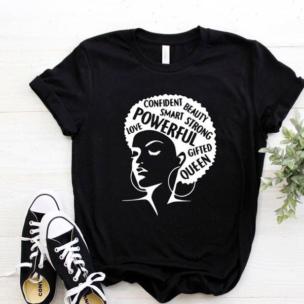 

women t shirt girl power queen print tshirt women short sleeve o neck loose t shirt causal tee shirt clothes, White