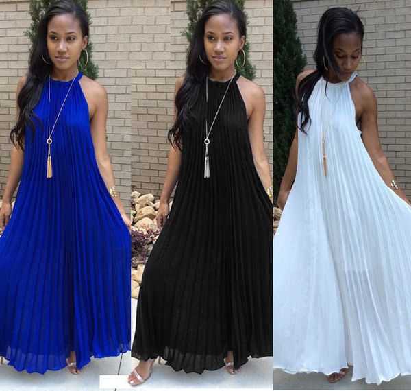 

l0110 women's summer fashion pleated dress, White