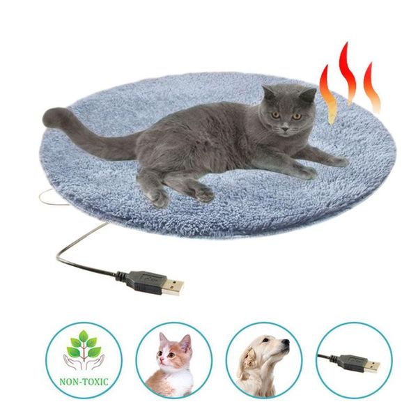 

kennels & pens dog heating plush pad usb electric mat constant temperature pet bed blanket puppy heater portable cat winter sleep roud cushi