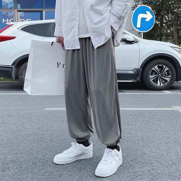 

men's pants 2021 spring and autumn youth loose solid color simple sports fashion casual all-match trousers, Black