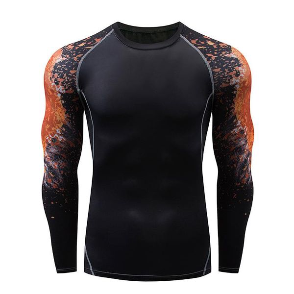 

running jerseys men's long-sleeved tights training pro sports fitness basketball uniform high stretch quick-drying shirt t-shirt, Black;blue