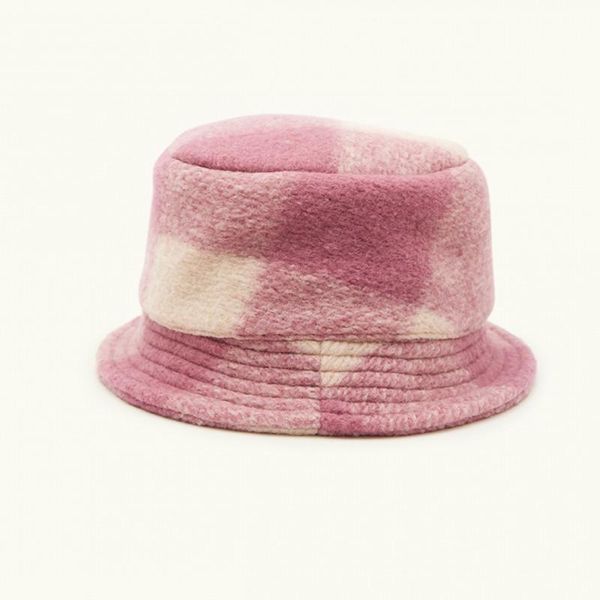 

wide brim hats women plaid bucket bob homme wool and cotton fashion casual autumn winter 2021 ladies snow warm cap for travel, Blue;gray