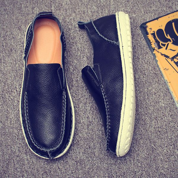

2020 new factory direct sales spring new mens casual leather shoes wholesale layer leather driving shoes mens shoes, Red;white