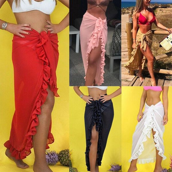 

women's swimwear women bikini beach wear cover up swimsuit wrap skirt sarong dress, White;black