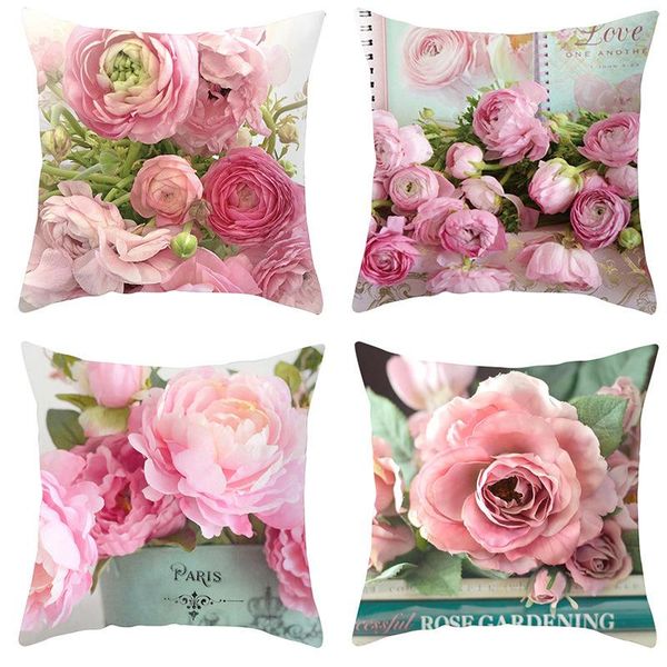 

cushion/decorative pillow 4pcs retro rose flower throw covers sofa chair decorative cotton cushions cover pillowcase home back 45x45cm
