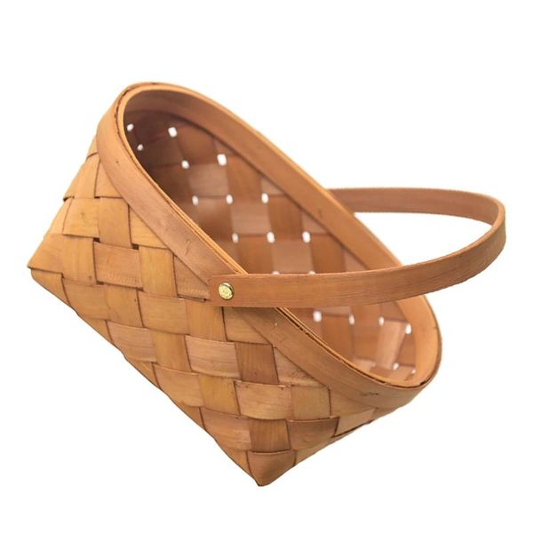 

storage baskets 1pc wood chip fruit basket portable household woven (small)