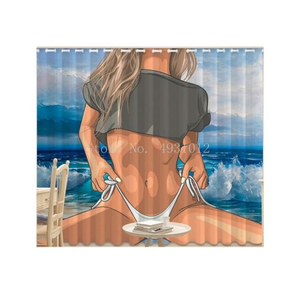 

curtain & drapes girl white bikini women's living room bedroom green palm leaf shade shading