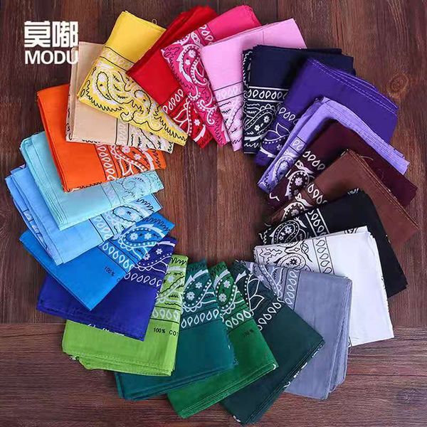 

2021explosive multi-functional sports headscarf, cotton cashew print, hip-hop riding square scarf fashion, Blue;black