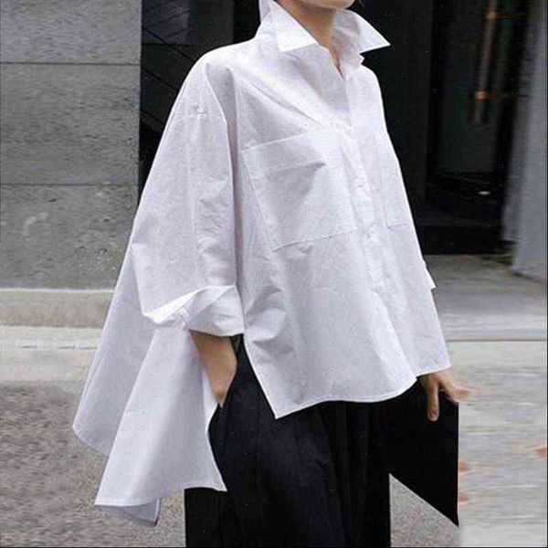 

asymmetrical women shirts tunic party blouse lapel neck vonda spring summer beach female casual blusa plus size, White