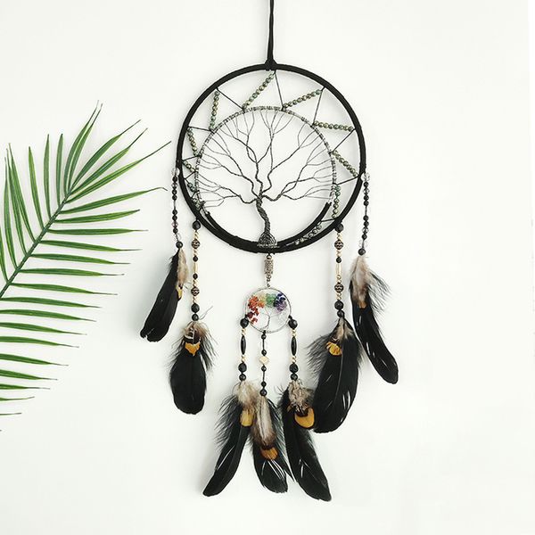 

souvenirs pendant ins life tree creative dream catcher natural crystal gravel home feather handicrafts