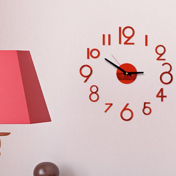 

battery operated acrylic mirror gifts full digital diy for home simple silent modern wall clock convenient bedroom large