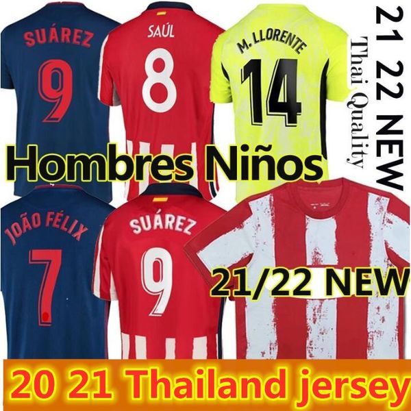 

new 21/22 atle ico soccer jerseys suárez madrid 2021 22 joão félix saul koke m.llorente dembélé men training football jersey pants, Black;yellow