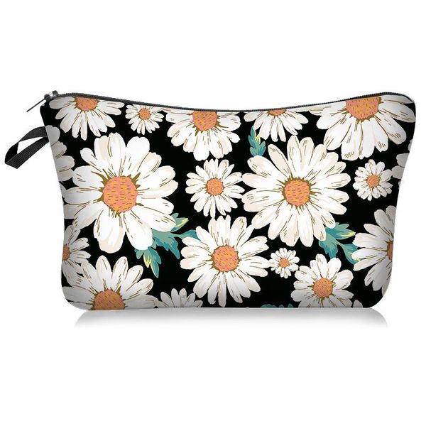 

vintage women daisy flower cosmetic case cute retro makeup bag beauty organizer toiletry wash travel pouch