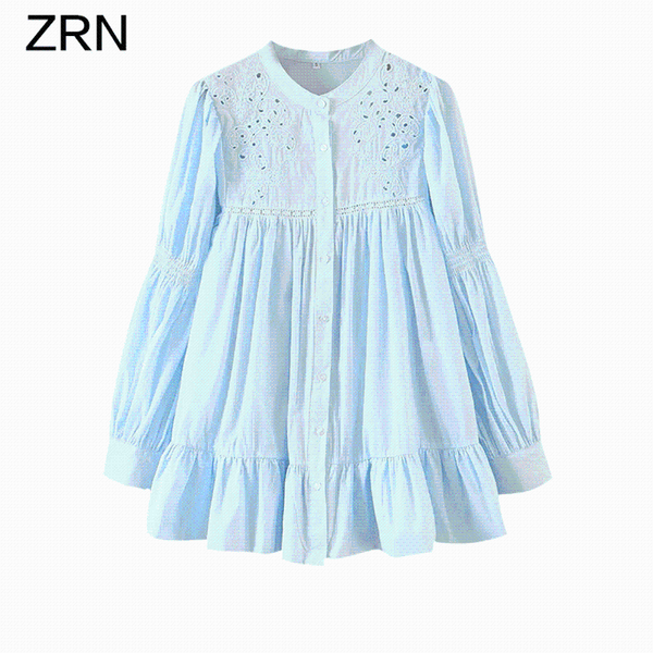 

women's blouses & shirts women blouse with o-neck embroidery long sleeve solid ruffled hem chic shirt femme vintage elegant female fash, White