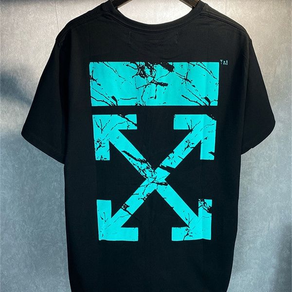 

chao brand men's new 2021ss turquoise flocking short sleeve t-shirt, Black