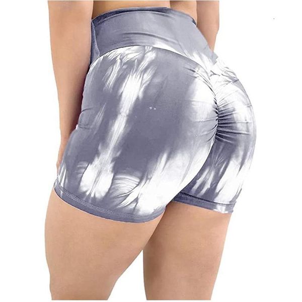 

women tie-dye workout summer high booty yoga running leggings elastic tail gym shorts women's clothing 2020 new, White;black