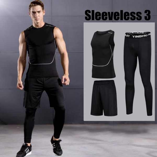 

gym clothing taobo brand sleeveless 3 piece man men and kids compression set workout show muscle bodycon tights mens underwear shirt, White;black