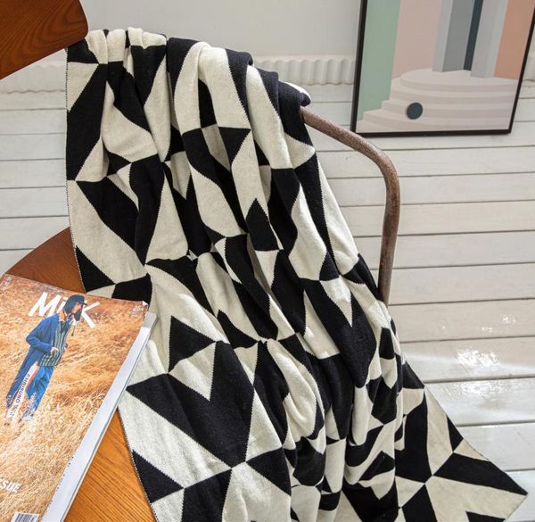 

blankets nordic style black and white sofa blanket office woven knitted bed flag