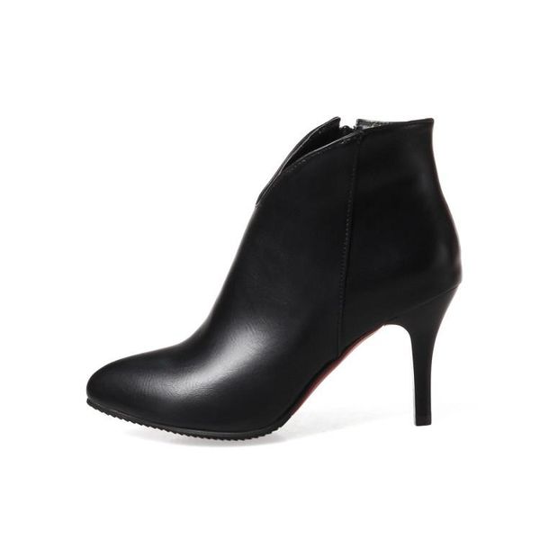 

boots big size pointed women shoes ankle for ladies woman winter, Black