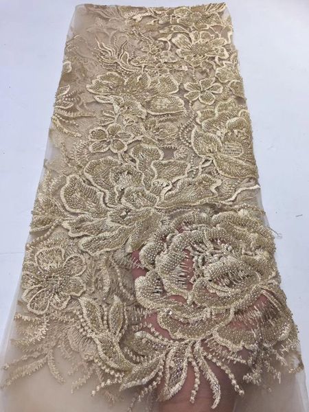 

ribbon africa lace fabric embroidery design french with heavy beads used for women wedding dress, Pink;blue