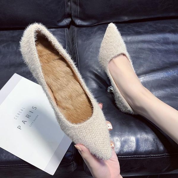 

dress shoes winter women suede leather fashion high-heeled solid color wild comfortable office stiletto ladies high heels w32-27, Black